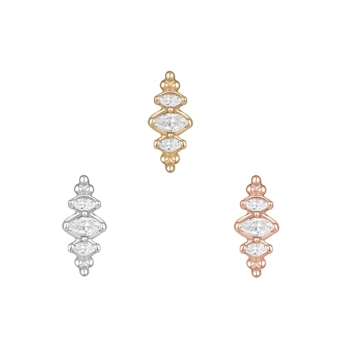 Buddha Prose CZ solid 14k gold threadless piercing end