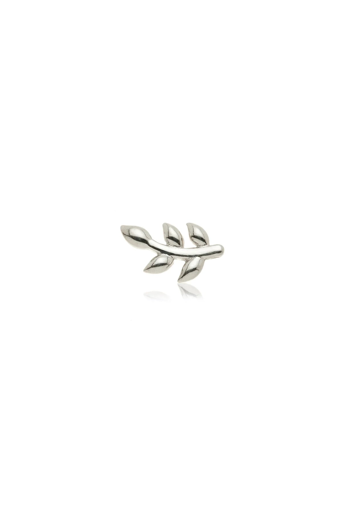 Tish Lyon Olive Branch solid 14k white gold flat-back piercing stud