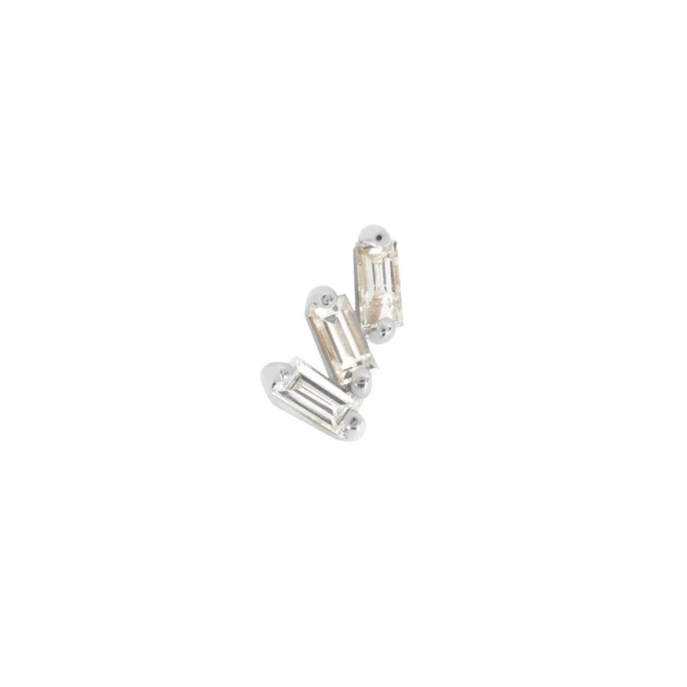 Buddha Staxx baguette-stone threadless piercing end in white 14k gold
