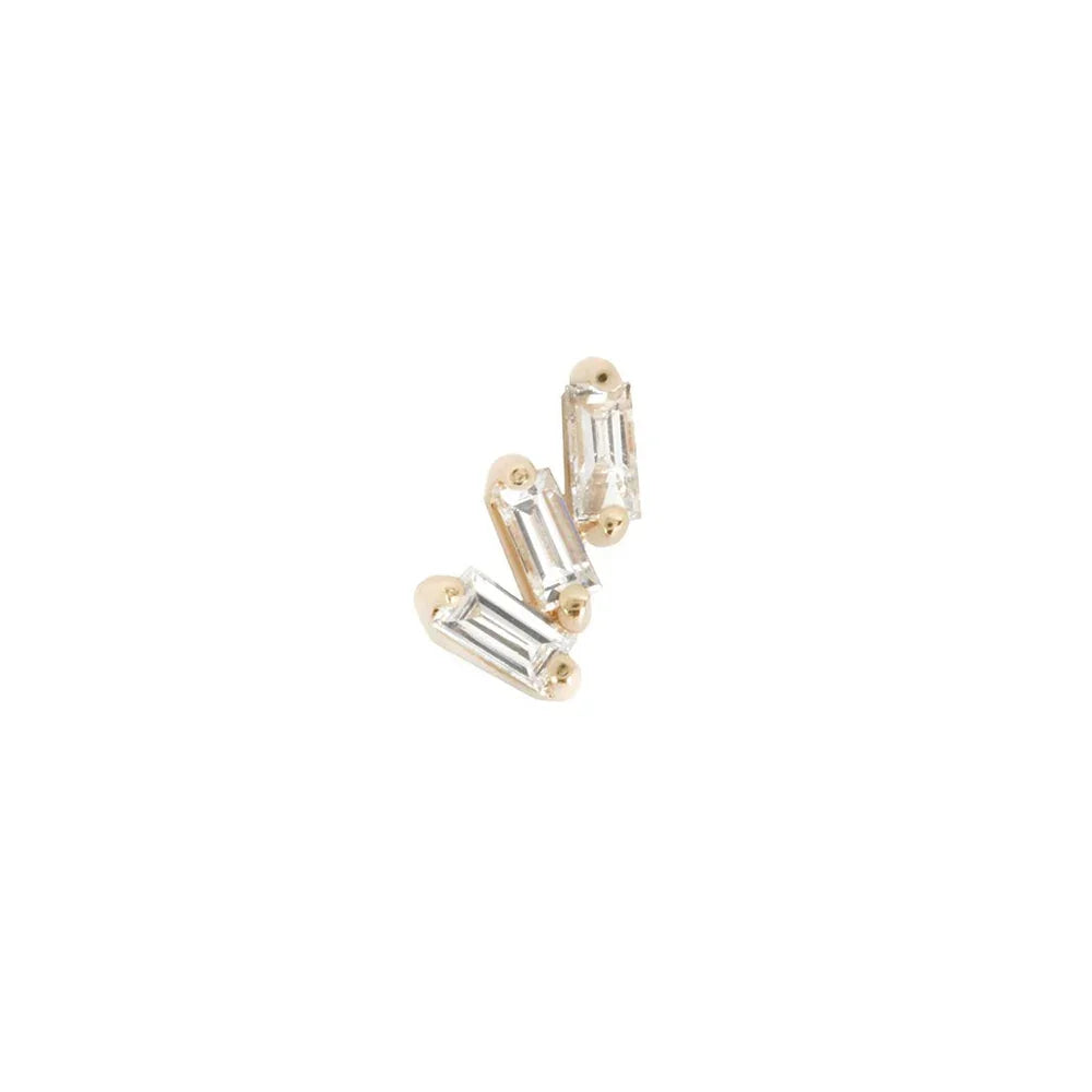 Buddha Staxx baguette-stone threadless piercing end in yellow 14k gold
