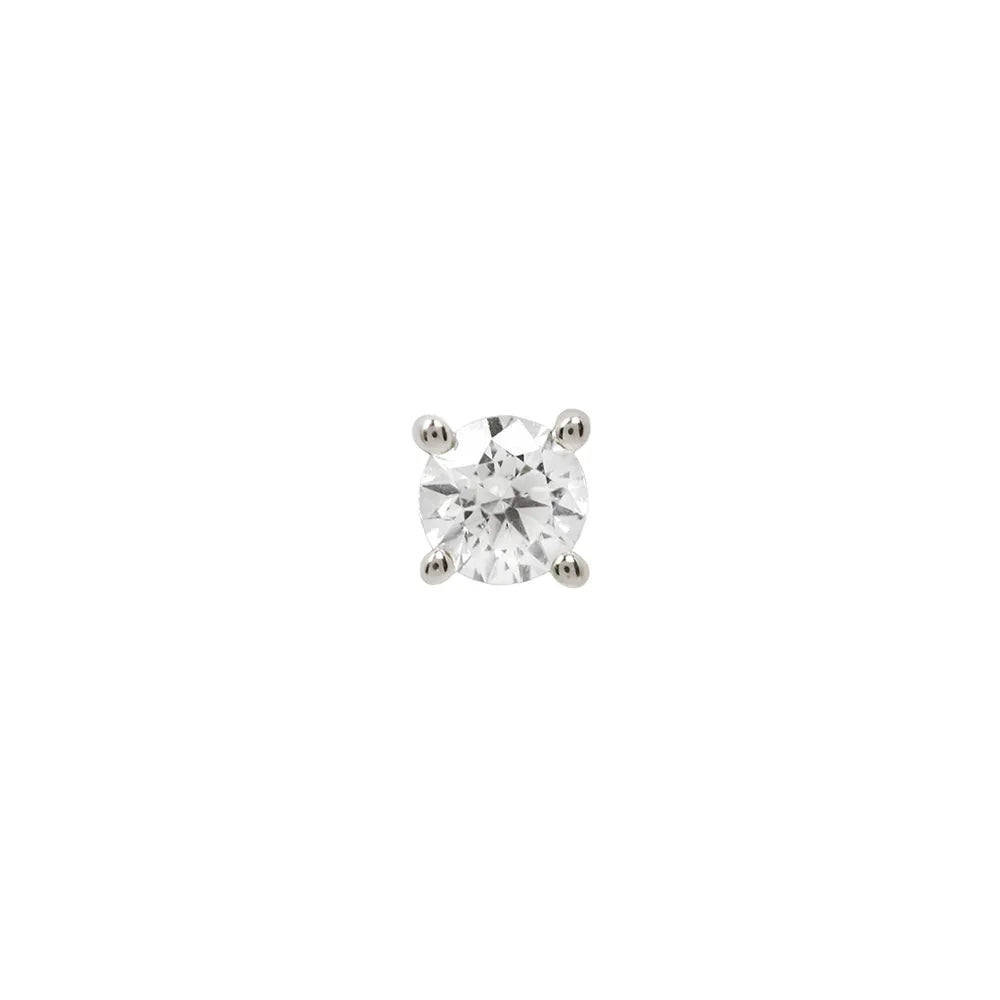 Buddha Swarovski CZ prong threadless piercing end in white 14k gold