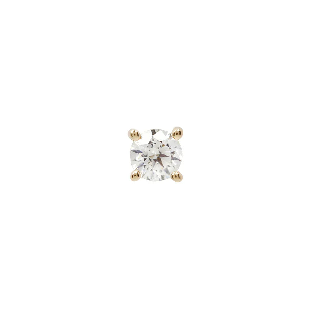 Buddha Swarovski CZ prong threadless piercing end in yellow 14k gold