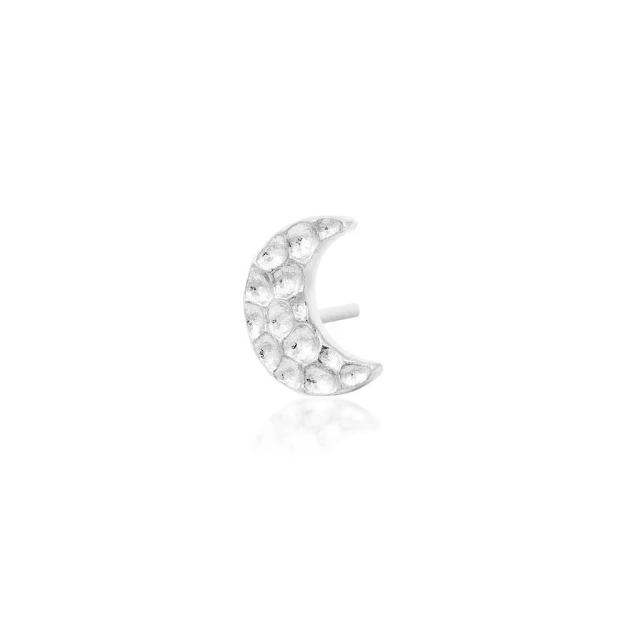 Junipurr Hammered Moon threadless end, white gold side view