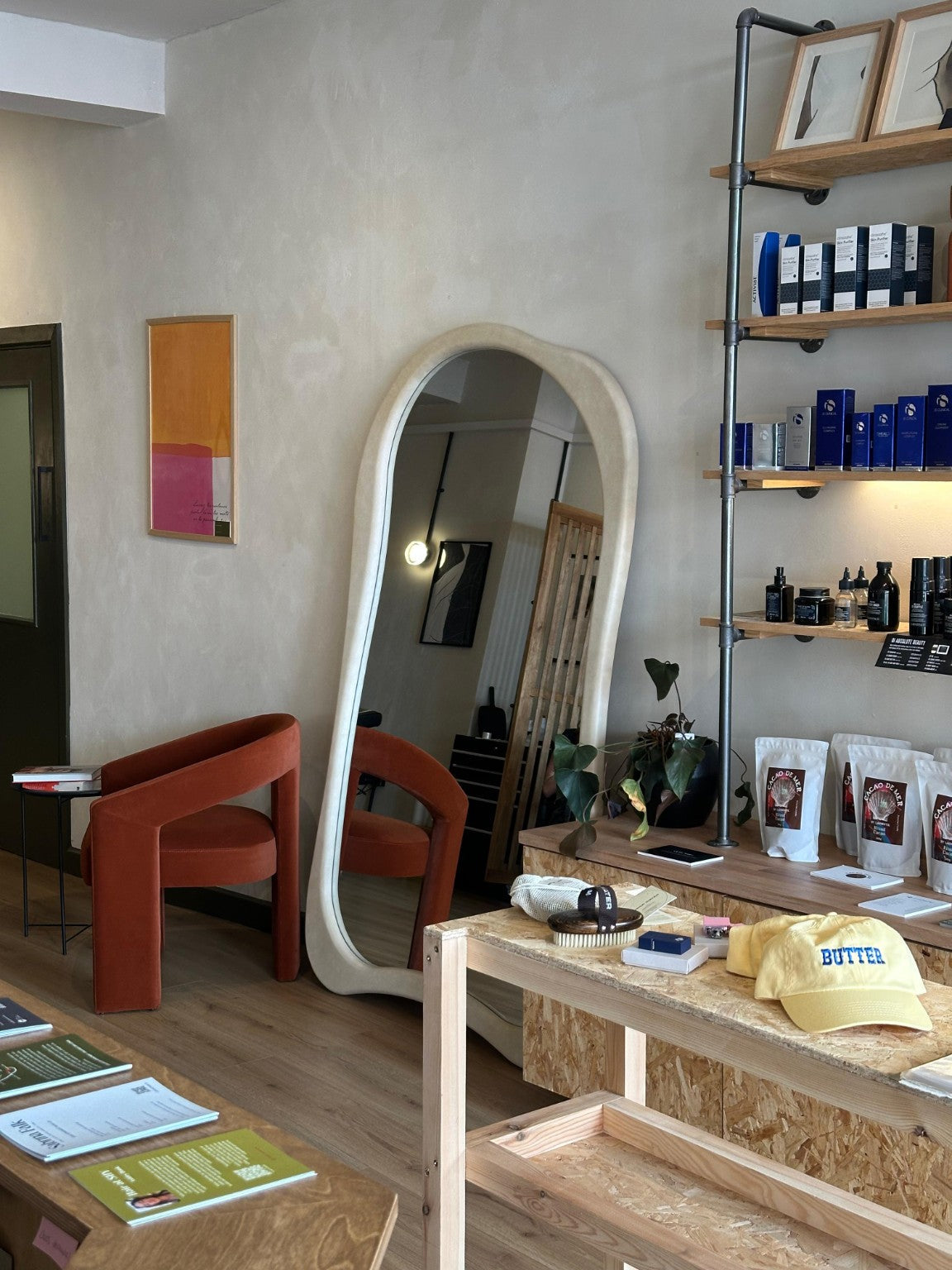 Retail shelves and studio interior at SHY in Lewes