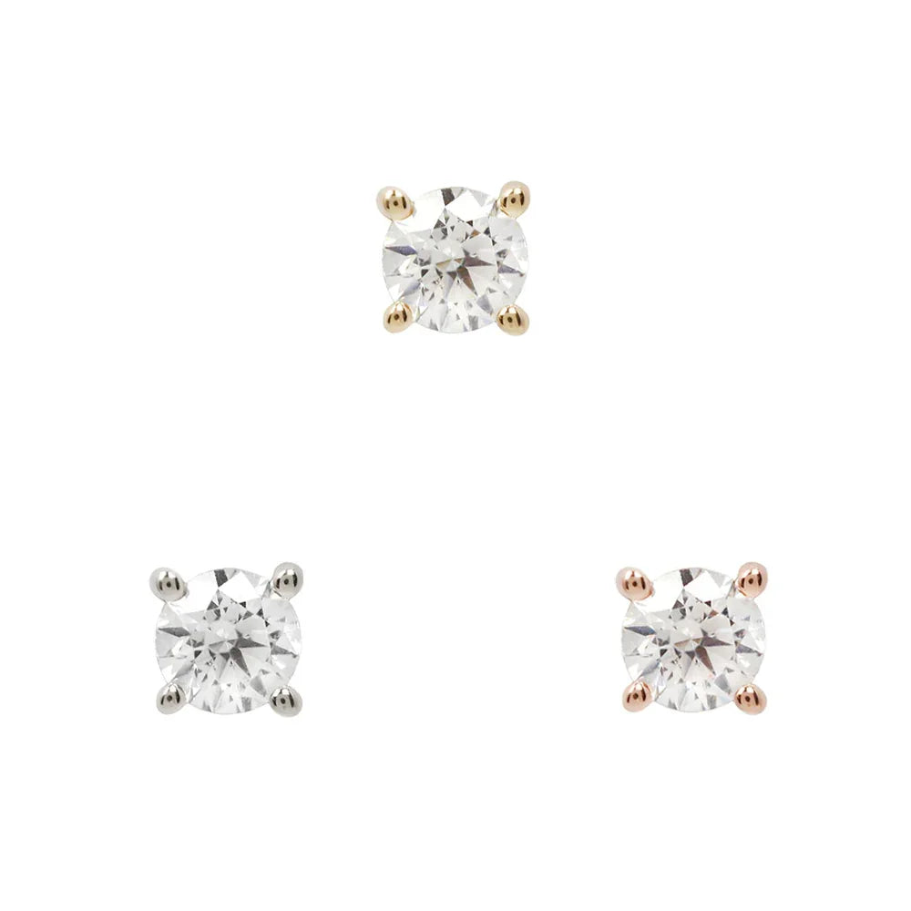 Buddha Swarovski CZ solid 14k gold prong threadless piercing end