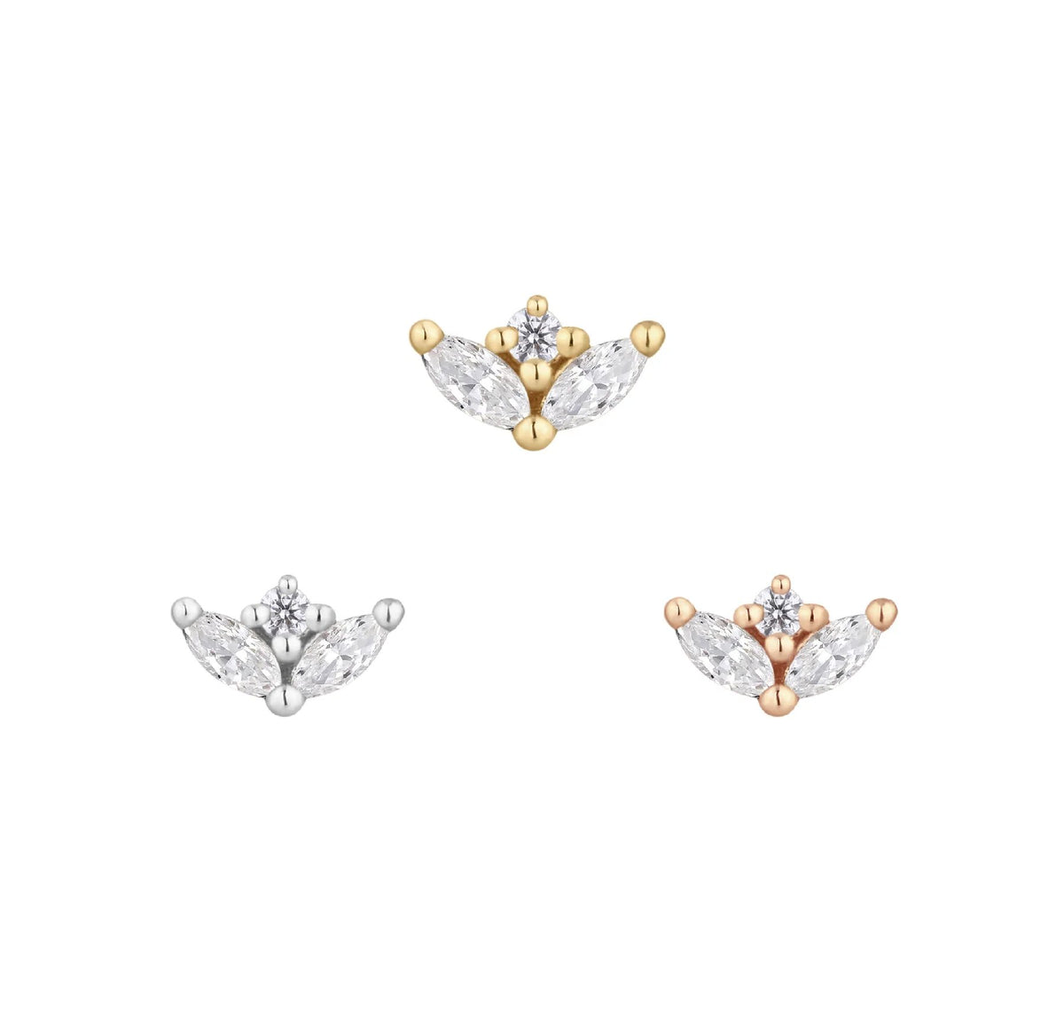 Buddha Pur CZ solid 14k gold threadless piercing end