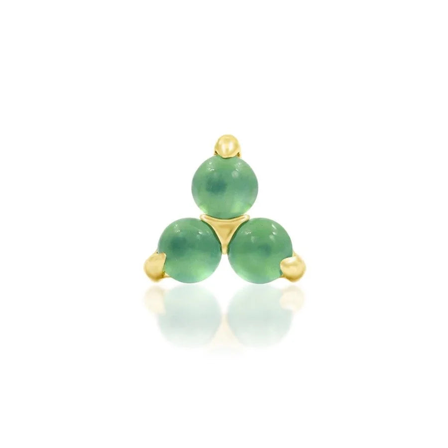 Junipurr Valley II chrysoprase solid 14k gold threadless piercing end