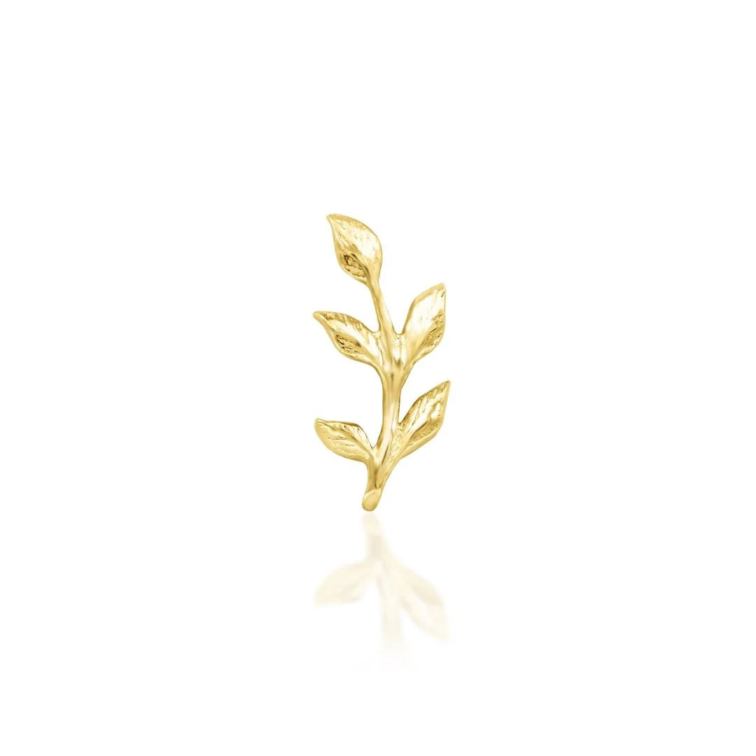 Junipurr Aspen solid 14k gold botanical threadless piercing end