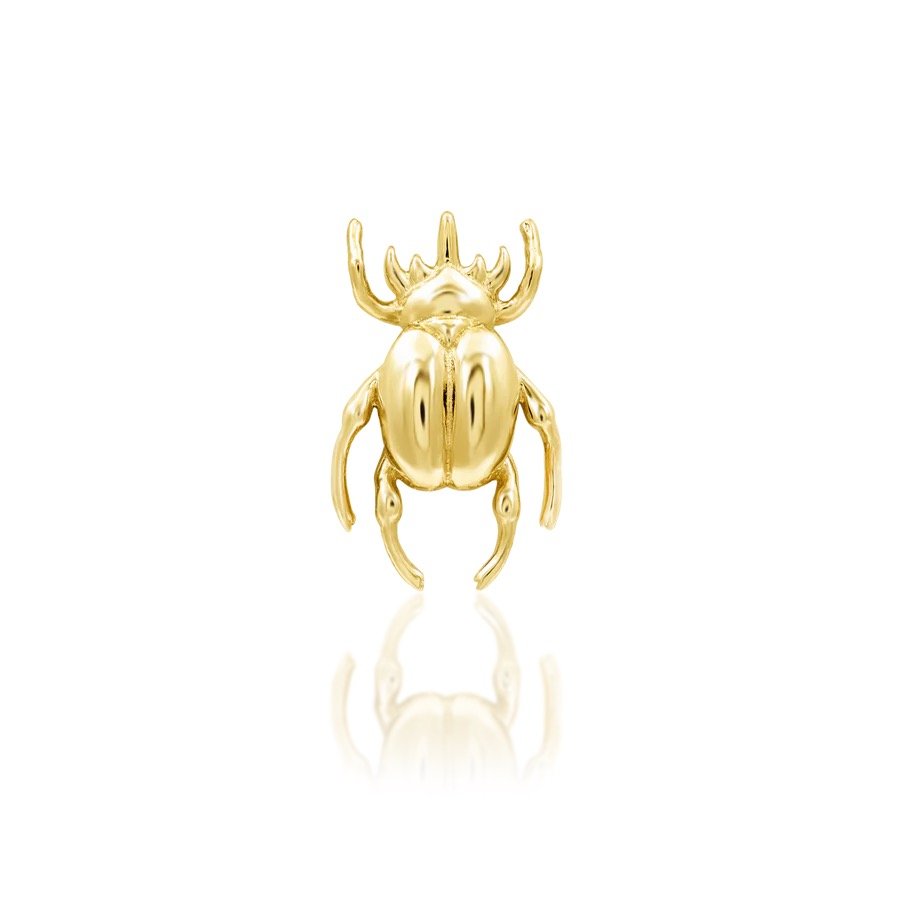 Junipurr Rhino Beetle solid 14k gold threadless piercing end
