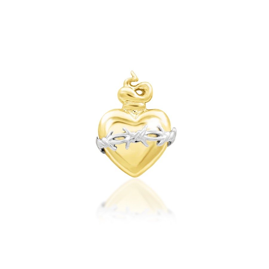 Junipurr Sacred Heart solid 14k gold threadless piercing end