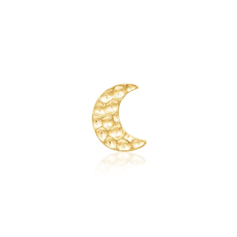 Junipurr Hammered Moon solid 14k gold threadless piercing end