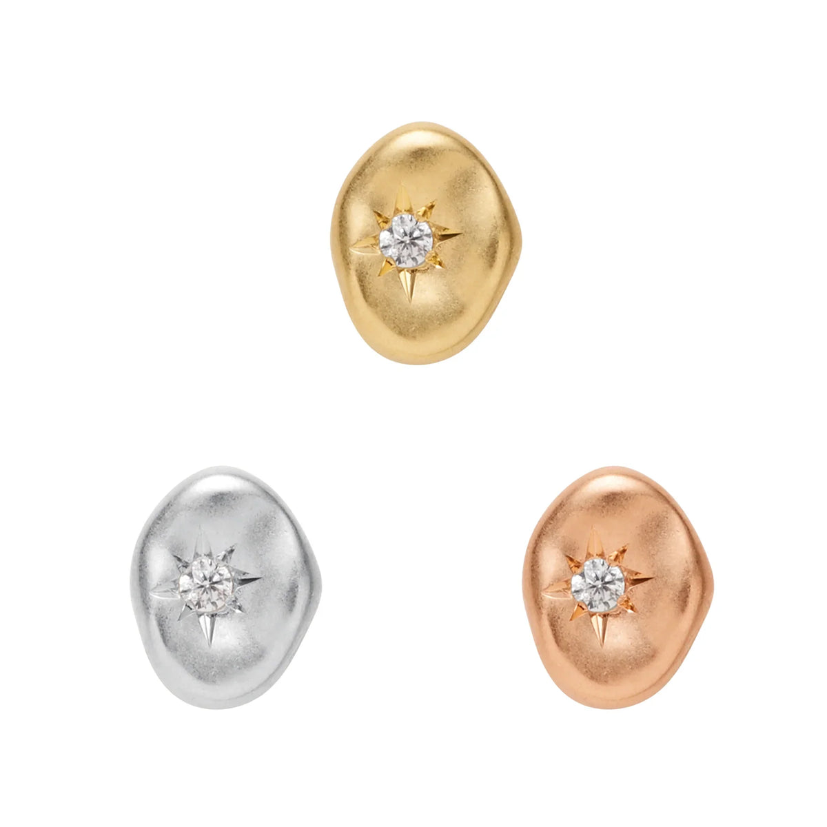Buddha Lover CZ solid 14k gold threadless piercing end