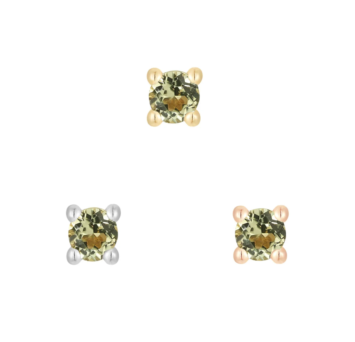 Buddha Peridot Prong solid 14k gold threadless piercing end