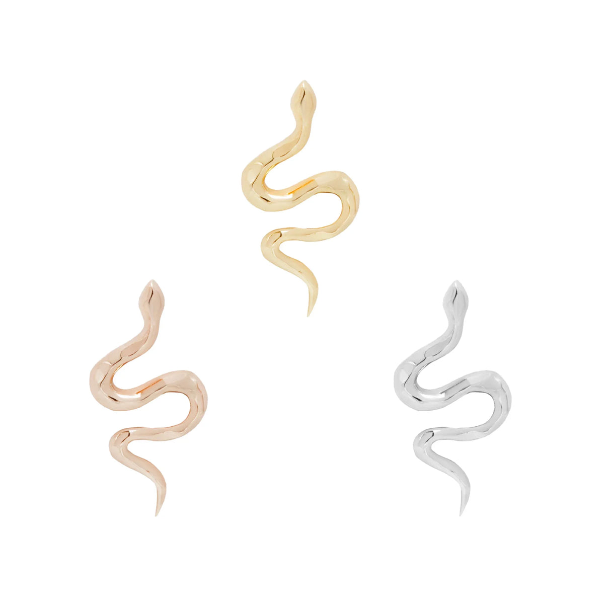 Buddha Serpent solid 14k gold snake threadless piercing end