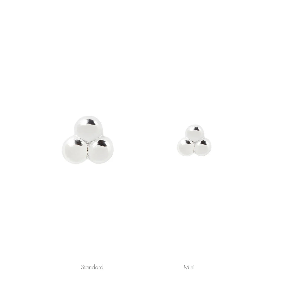 Buddha 3 Bead Cluster mini and standard threadless ends in white 14k gold