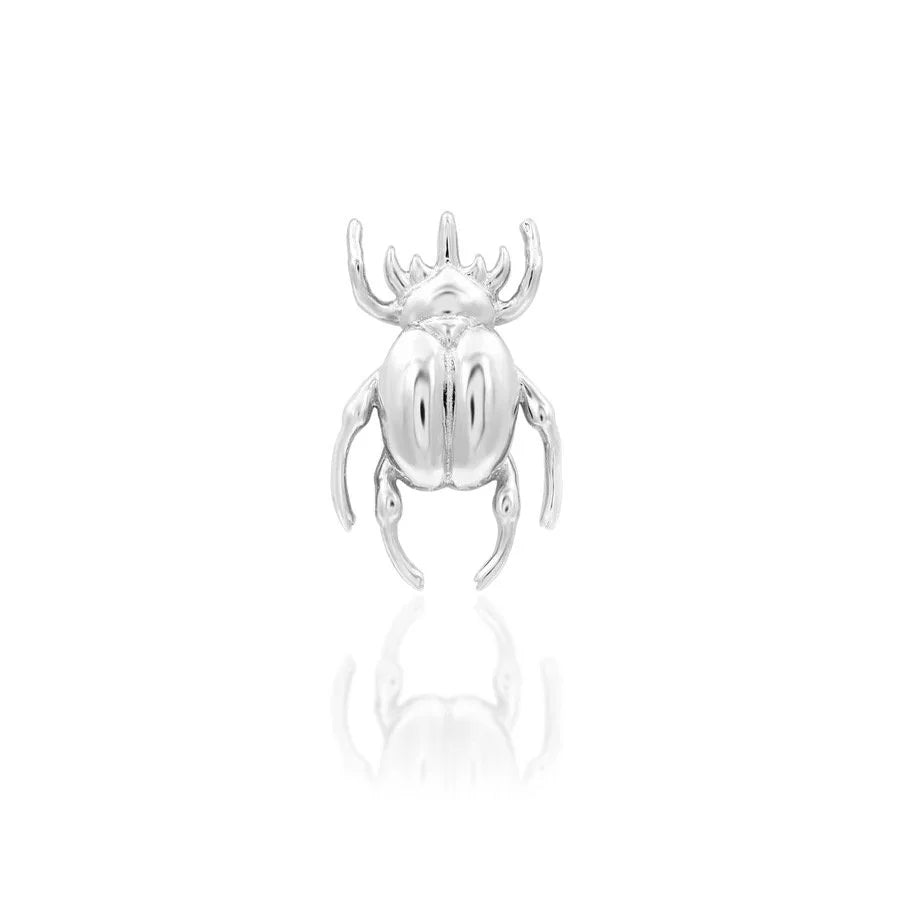 Junipurr Rhino Beetle threadless piercing end in white gold
