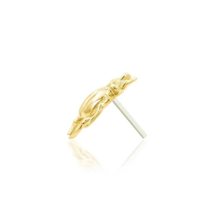 Detail view of the Junipurr Rhino Beetle end in yellow gold