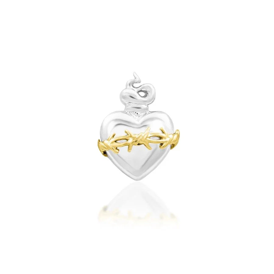 Junipurr Sacred Heart threadless piercing end in white gold