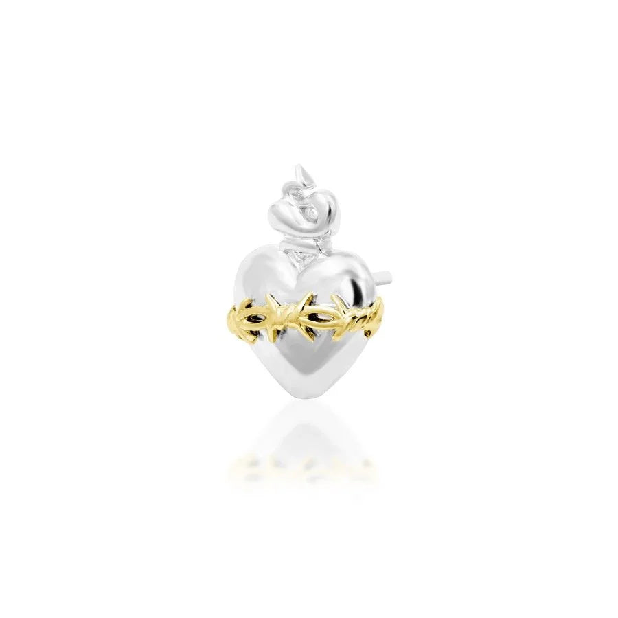 Side view of the Junipurr Sacred Heart end in yellow gold
