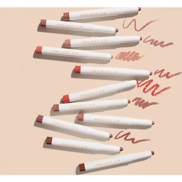 Project Lip Plump & Fill lip liner shade range with colour swatches