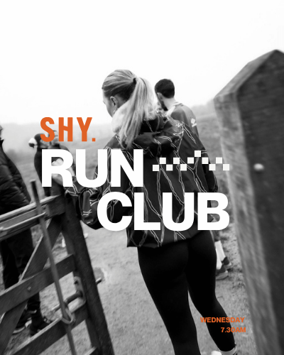 SHY Run Club poster, Wednesdays at 7.30am in Lewes