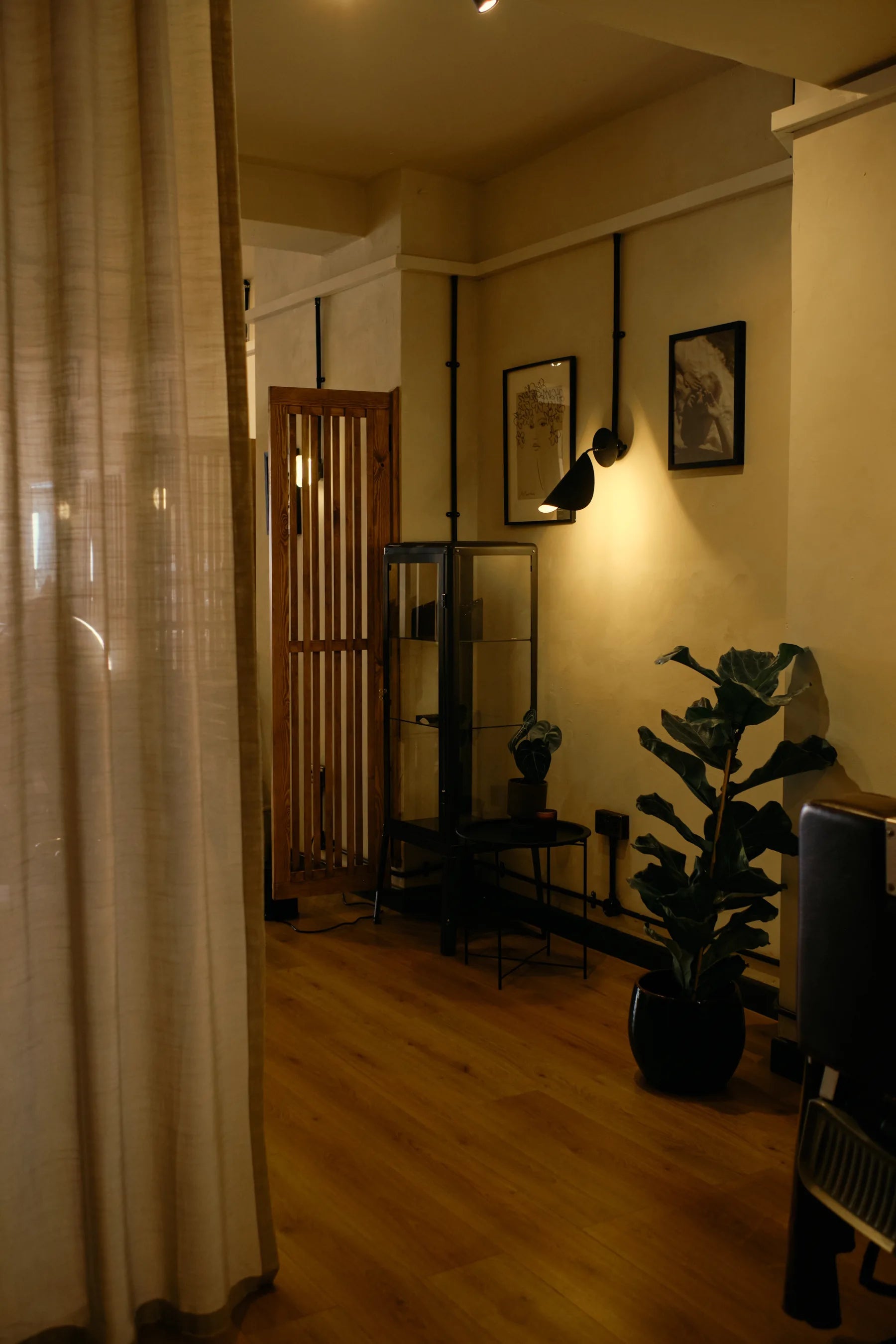A curtained private room at SHY